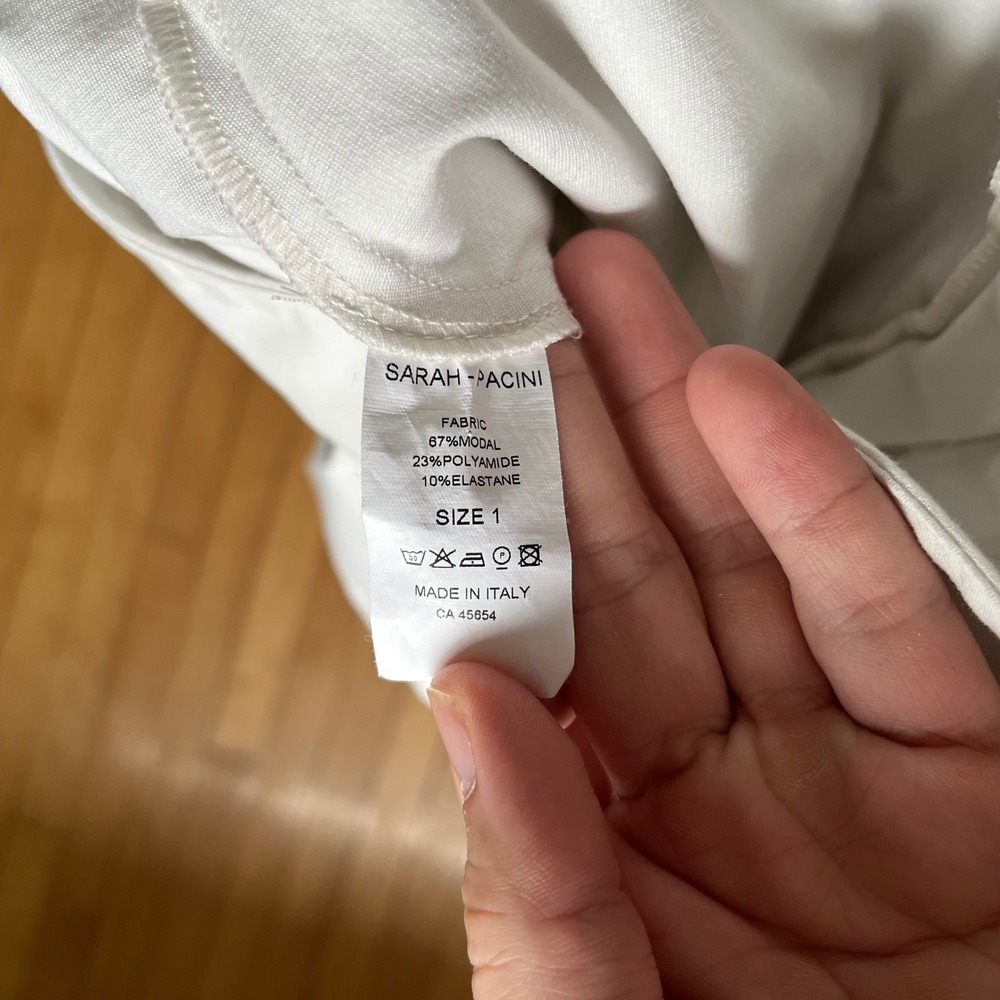 Sarah Pacini White Modal Blend Jogger Pants Made in Italy Size 1 Minimalist - Picture 2 of 6